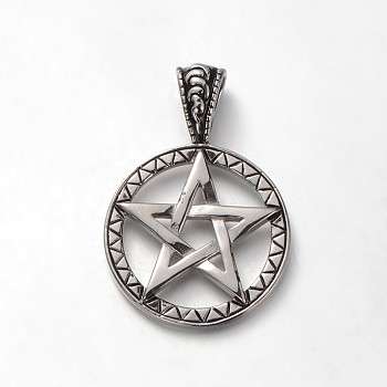 Trendy 304 Stainless Steel Pendants, for Jewish, Star of David, Antique Silver, 46x31.5x9.5mm, Hole: 10x5mm