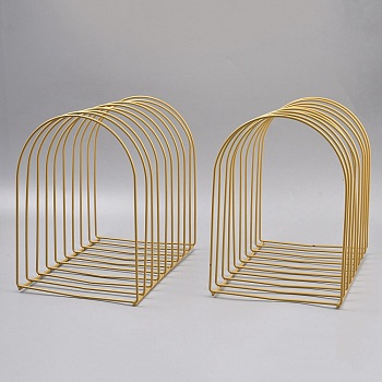 2Pcs Iron Desktop Knitted Hat Storage Rack, Swimming Cap Holder, Arch, Golden, 260x170x250mm