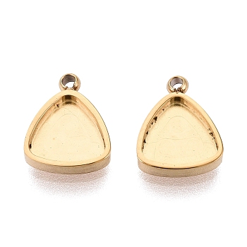 304 Stainless Steel Pendant Cabochon Component, Triangle, Ion Plating(IP), Real 18K Gold Plated, Tray: 6x6.5mm, 9.5x7.5x1.5mm, Hole: 1mm