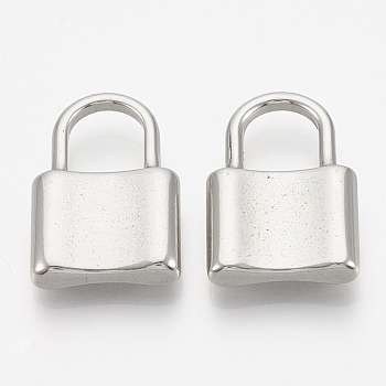 304 Stainless Steel Pendants, Padlock, Stainless Steel Color, 22x15x4mm, Hole: 8x8mm