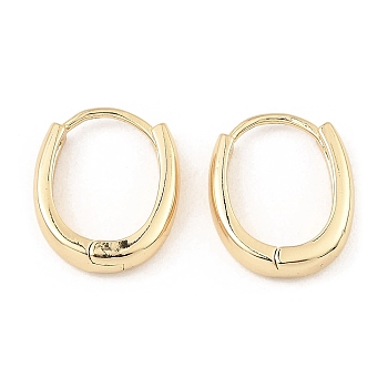 Brass Hoop Earrings, Oval, Light Gold, 17x14x3.5mm