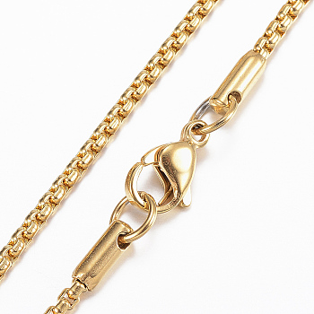 304 Stainless Steel Box Chain Necklaces, with Lobster Claw Clasp, Golden, 29.5 inch(75cm)