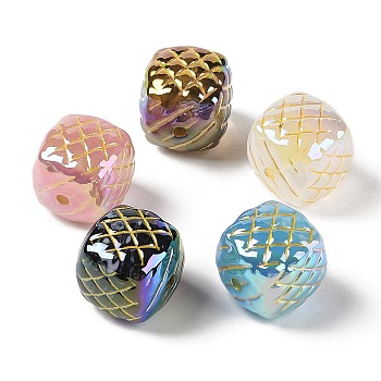 Metal Enlaced Acrylic Beads, Iridescent, Cube, Mixed Color, 19x19x19mm, Hole: 2mm