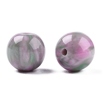 Resin Beads, Imitation Gemstone, Round, Violet, 12x11.5mm, Hole: 1.5~3mm
