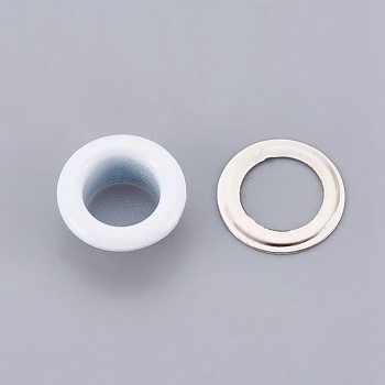 Iron Grommet Eyelet Findings, for Bag Making, Flat Round, Platinum, White, 8x4.3mm, Inner Diameter: 4mm