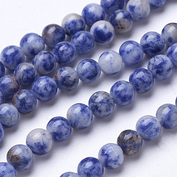 Natural Blue Spot Jasper Beads Strands, Round, 6mm, Hole: 1mm, about 60pcs/strand, 15.15 inch