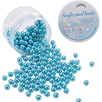 Olycraft Eco-Friendly Plastic Imitation Pearl Beads, High Luster, Grade A, No Hole Beads, Round, Light Sea Green, 8mm, 200pcs/box