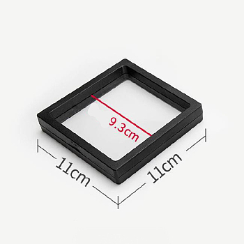 Square Plastic Suspension Display Frame Holder, with PE Transparent Film, for Jewelry Packaging, Black, 11.1x11.1x2cm, Inner Diameter: 9.3x9.3cm