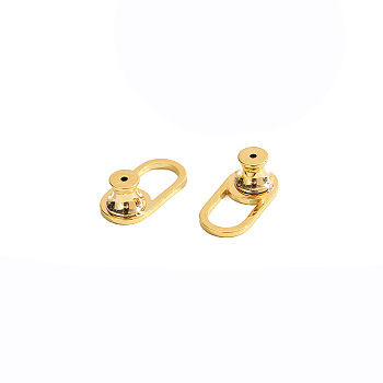 Brass Ear Nuts, Oval, Golden, 16x8mm