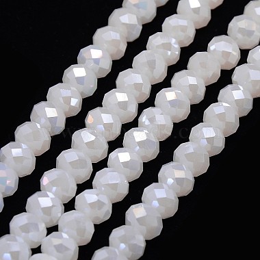 10mm White Abacus Electroplate Glass Beads