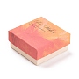 Two Tone Cardboard Jewelry Packaging Boxes, with Sponge Inside, for Rings, Small Watches, Necklaces, Earrings, Bracelet, Square, Tomato & Orange, Word, 7.5x7.5x3.5cm