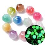 Opaque UV Reactive Beads, Color Changing Beads, Polygon, Faceted, Mixed Color, 12x12x10.5mm, Hole: 2mm(RESI-G119-16)