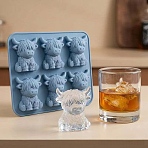 Cattle Shape Ice Trays, Silicone Ice Molds, For Whiskey, Cocktail, Beverages, Cornflower Blue, 159x131x25mm, Inner Diameter: 50x42mm(DIY-A064-01)