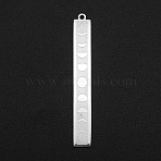 Non-Tarnish 201 Stainless Steel Pendants, Laser Cut, Bar with Moon Phase, Stainless Steel Color, 45x6x1mm, Hole: 1.4mm(STAS-S105-LA129)