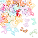 60Pcs 6 Styles Opaque UV Plating Acrylic Beads, Iridescent, Bowknot, Mixed Color, 15~22.5x25.5~33.5x9.5~11mm, Hole: 1.8~2.8mm, 10pcs/style(PACR-SC0002-69)