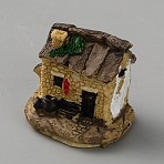 Resin Imitation Stone House Display Decorations, Moss Micro Landscape Garden Decorations, Light Khaki, 31x39x32.5mm(DJEW-WH0015-171B)