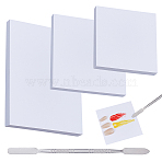 150Pcs Nail Coloring Paper, Waterproof DIY Glue Paper, with 1Pc Double-headed 420 Stainless Steel Color Mixing Sticks, White, 5.5~10x5.5~7.5x0.8~0.85cm(MRMJ-OC0004-14)