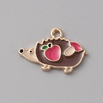 Thanksgiving Day Alloy Enamel Pendants, Light Gold, Hedgehog, 13.5x20x1.6mm, Hole: 1.8mm(PALLOY-WH0107-02J-KCG)