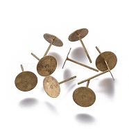 Stud Earring Settings, Lead Free and Cadmium Free, Brass Head and Stainless Steel Pin, Antique Bronze, Tray: 8mm, Pin: 0.7mm(KK-C2897-AB)