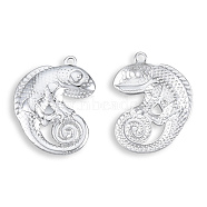 201 Stainless Steel Pendants, Lizard, Silver & Green Patina, 30x24.5x3mm, Hole: 1.8mm(STAS-N098-119P)