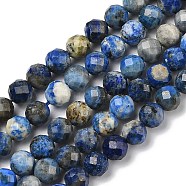 Natural Lapis Lazuli Beads Strands, Faceted, Round, 5.5~6.5mm, Hole: 0.8mm, about 59~69pcs/strand, 14.69~14.96''(37.3~38cm)(G-G189-D03-07)