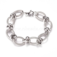 304 Stainless Steel Chain Bracelets, with Lobster Claw Clasps, Stainless Steel Color, 8-1/8 inch(20.5cm)(BJEW-L661-05P)