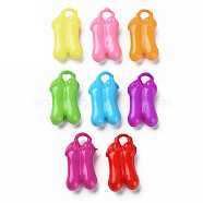 Opaque Acrylic Pendants, Eggplant, Mixed Color, 24x13x7.5mm, Hole: 2.5mm, about 540pcs/500g(MACR-N013-038-B01)