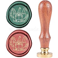 Wax Seal Stamp Set, Sealing Wax Stamp Solid Brass Head,  Wood Handle Retro Brass Stamp Kit Removable, for Envelopes Invitations, Gift Card, Christmas Themed Pattern, 83x22mm(AJEW-WH0208-580)