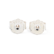 925 Sterling Silver Friction Ear Nuts, with S925 Stamp, Silver, 5.5x6x3mm, Hole: 1mm, about 153Pcs/20g(STER-G041-02C)
