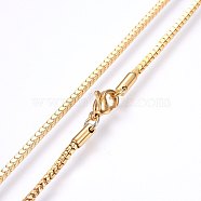 304 Stainless Steel Chain Necklaces, with Lobster Claw Clasps, Golden, 18.1 inch(46cm), 2mm(MAK-L015-02A)