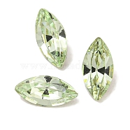 Glass Rhinestone Cabochons, Flat Back & Back Plated, Faceted, Horse Eye, Chrysolite, 8x4x3mm(RGLA-L029-12A-238)