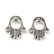 Alloy Bead Frame, Hamsa Hand, Antique Silver, 14.5x13x2.5mm, Hole: 1.2mm(FIND-G064-10AS)