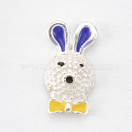 Bunny Alloy Enamel Cabochons, Nail Art Decoration Accessories, Rabbit Head with Bowknot, Platinum, Colorful, 12.5x7x3mm(MRMJ-S014-005K)