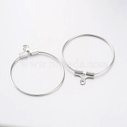 Rack Plating Brass Ring Hoop Earrings, Platinum, 21 Gauge, 30x25~26mm, Hole: 1mm, Pin: 0.7mm(KK-L125-01P)