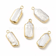 Baroque Natural Keshi Pearl Pendants, Nuggets Charms, with Brass Loops, Light Gold, 20~23x8~10x5~6mm, Hole: 1.6mm(PEAR-P004-03KCG)