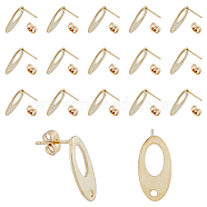 50Pcs 304 Stainless Steel Stud Earring Findings, with 50Pcs Ear Nuts, Oval, Golden, 18.5x9.5mm, Hole: 1.5mm, Pin: 0.7mm(STAS-DC0014-11)