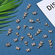 8 Pieces Butterfly Cubic Zirconia Charm Pendant Insect Charm Brass Micro Pave Cubic Zirconia Pendants for Jewelry Necklace Bracelet Making Crafts, Golden, 11x15mm, Hole: 1.5mm(JX395A)