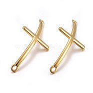 304 Stainless Steel Links connectors, Sideways Cross, Golden, 47~49x22x2.5mm, Hole: 2.5mm(X-STAS-O110-11G)