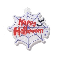 Halloween Style Printed Acrylic Pendants, Spider, 37.5x42x2.5mm, Hole: 1.8mm(OACR-O004-02B)