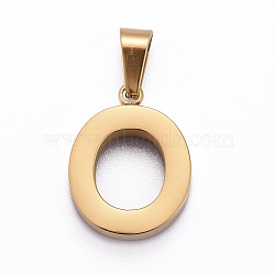 Ion Plating(IP) 304 Stainless Steel Letter Pendants, Manual Polishing, Alphabet, Golden, Letter.O, 18.5x14.5x3.5mm, Hole: 7x3.5mm(STAS-H127-O-G)
