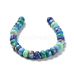 Handmade Polymer Clay Beads Strands, with Seed Beads, Rondelle with Flower Pattern, Colorful, 8~8.5x5~5.5mm, Hole: 2.5mm, about 29pcs/strand, 7.44 inch(18.9cm)(X-CLAY-G110-01)