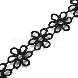 Embroidery Ancient Hanfu Polyester Lace Trim, Hollow Flower, Black, 5/8 inch(15mm)(OCOR-WH0067-27)