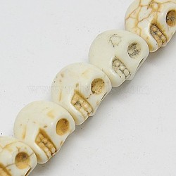 Synthetic Turquoise Beads Strands, Dyed, Skull, Beige, 16x12x15mm, Hole: 1mm, about 394pcs/1000g(TURQ-G113-12x16mm-07)