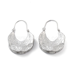 Non-Tarnish 304 Stainless Steel Hoop Earrings, Bag Shape, Stainless Steel Color, 36x6.5mm(EJEW-P258-40P)