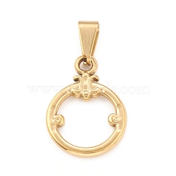 Ion Plating(IP) 304 Stainless Steel Pendants, Round Ring Charm, Golden, 21x15x2mm, Hole: 4x8mm(STAS-F288-07G)