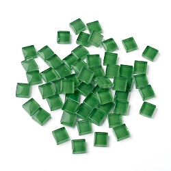 Mosaic Glass Tiles, Stained Square Pieces, for Home Decoration or DIY Crafts, Green, 9.5x9.5x4~4.5mm, about 300pcs/bag(GLAA-D091-01)