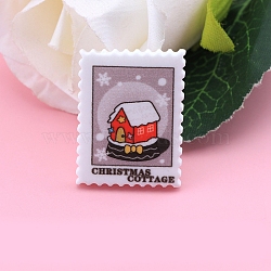 Christmas Stamp Resin Cabochons, Rectangle, Thistle, 30.8x23.4x4.2mm(XMAS-PW0001-220F)