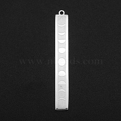 Non-Tarnish 201 Stainless Steel Pendants, Laser Cut, Bar with Moon Phase, Stainless Steel Color, 45x6x1mm, Hole: 1.4mm(STAS-S105-LA129)