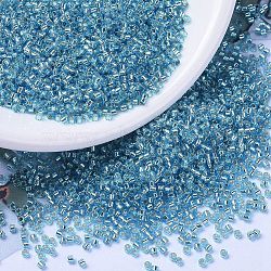 MIYUKI Delica Beads, Cylinder, Japanese Seed Beads, 11/0, (DB1209) Silver Lined Ocean Blue, 1.3x1.6mm, Hole: 0.8mm, about 2000pcs/10g(X-SEED-J020-DB1209)