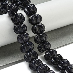 Synthetic Blue Goldstone Beads Strands, Pumpkin, 12x7.5~8mm, Hole: 1.4mm, about 25pcs/strand, 7.48~7.87''(19~20cm)(G-G142-A10-01)